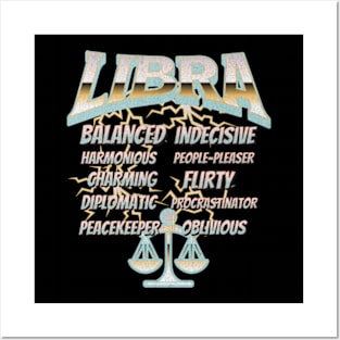 Libra Retro 90s Band Zodiac Birthday Traits Lightning Posters and Art